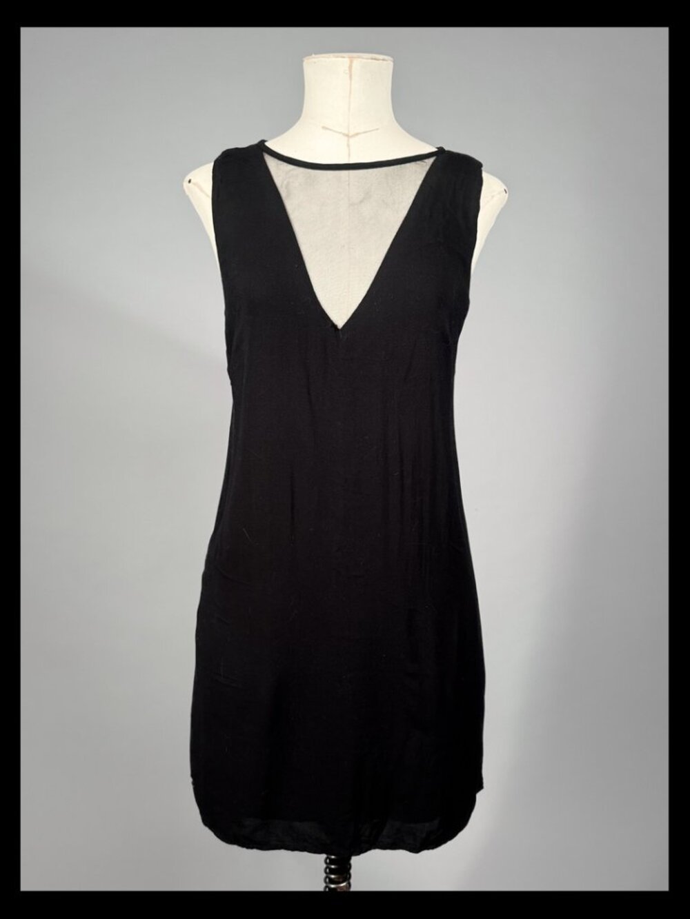 Silence + Noise Black Mesh Cutout Back Shift Dress Size Medium